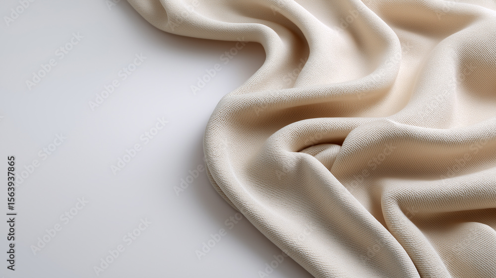Aufkleber a luxurious, creamy fabric drapes elegantly, creating soft folds and a sophisticated texture against