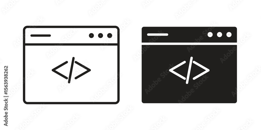 Poster web code icon solid style. flat vector illustration.