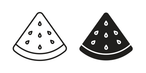 Watermelon slice icon solid style. Flat vector illustration.