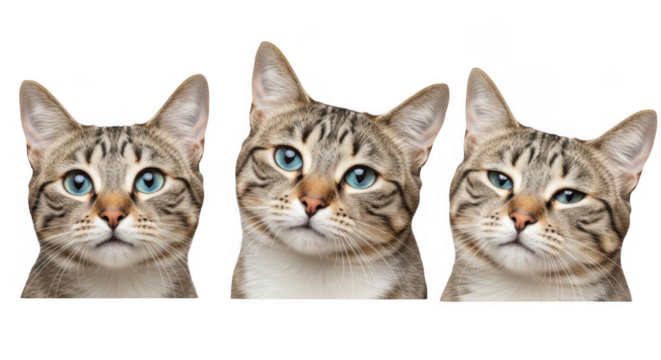 Charming Cat Faces with Striking Blue Eyes Perfect for Pet Lovers and Illustrations, isolated on a transparent background - Powered by Adobe