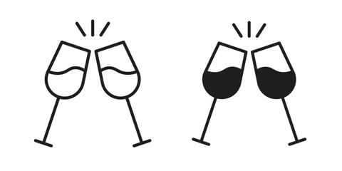 Wine toast icon solid style. Flat vector illustration.