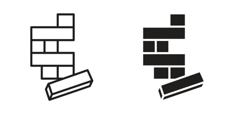 Wooden block icon solid style. Flat vector illustration.