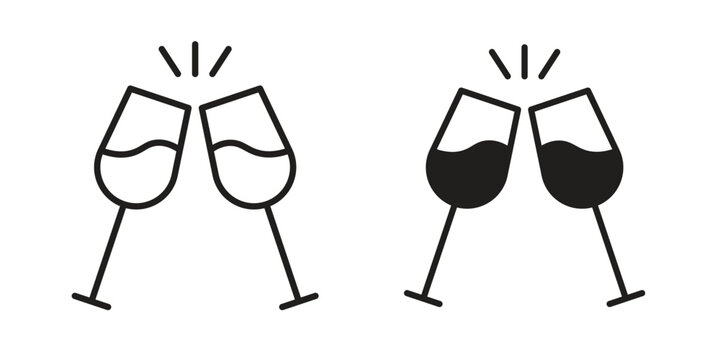 Wine toast icon solid style. Flat vector illustration.