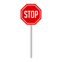 Stop Sign with Pole Vector Icon.