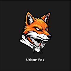 Fototapeta premium Urban Fox Mascot Logo Vector Street Flame Gaming Design