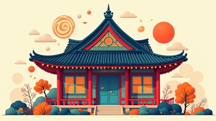 Fototapeta premium Traditional Chinese Temple With Ornamental Details