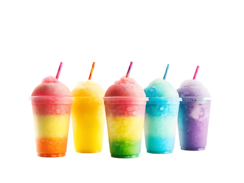 refreshing rainbow slushies a burst of summer isolated on a white background PNG, ai generated