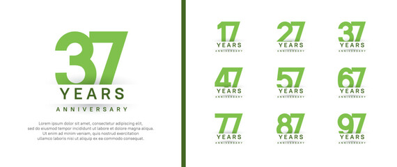 set of anniversary logo style. vector design green color for celebration