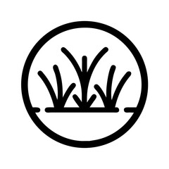 Stylized grass symbol representing nature and greenery in a circular minimalist design