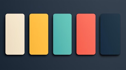 A set of five minimalist color swatches on a dark background, perfect for design inspiration and modern aesthetics.