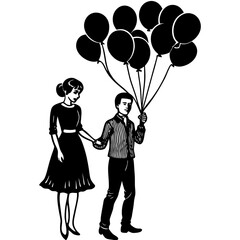 couple with balloons