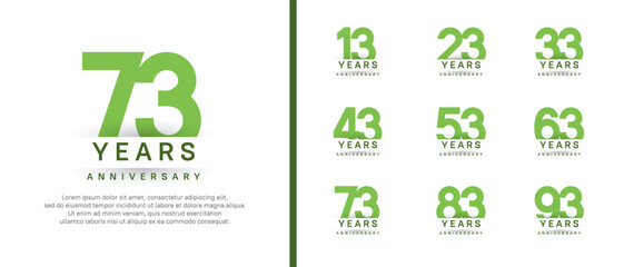 set of anniversary logo style. vector design green color for celebration