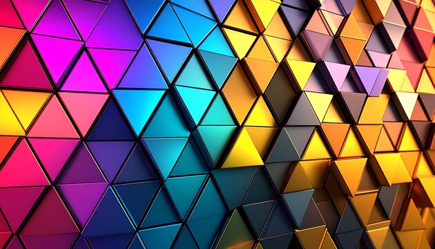 Modern wallpaper design with overlapping triangle grids in vibrant color blocks