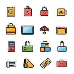 2D Flat icon Digital Payment & E-commerce Icons isolated in White Background