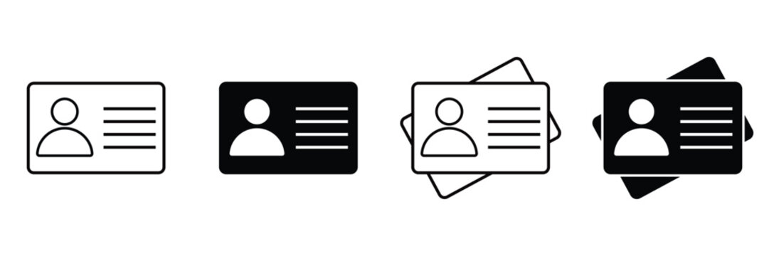 Personal Identification Card Icons – Vector ID Badge and Identity Document Symbol Set