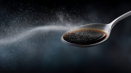 Stirring spoon blurs in rich black coffee, heat fogging edges of steel mug