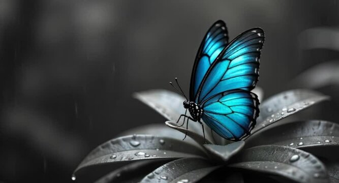 Stunning 4K video of Morpho Butterfly glowing blue in rainforest | Ultra HD macro footage with natural jungle sounds and vivid color

