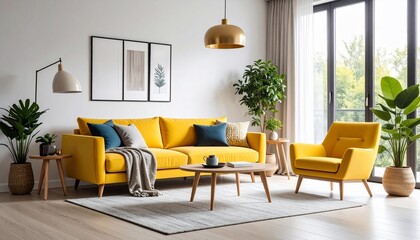 Modern Yellow Living Room Interior Design