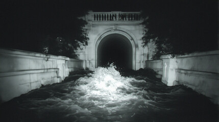 Abandoned White Interior Overtaken by Vegetation and Shadows