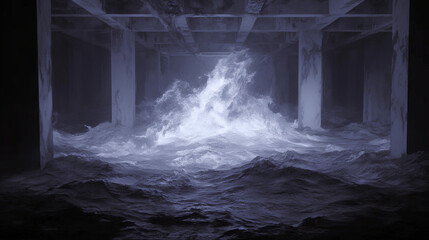 Uncanny Indoor Scene with Dreamcore Aesthetic and Retro Glitch