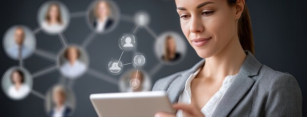 Business professionals use digital tools for online communication and virtual collaboration in today's workspace