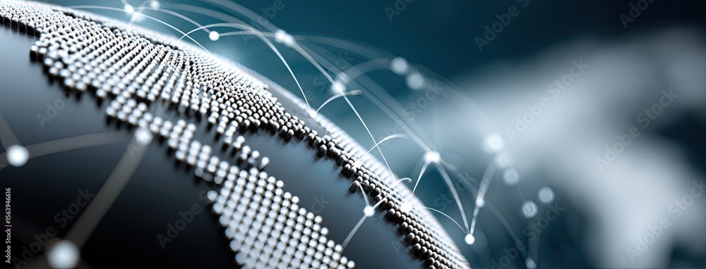 Aufkleber visual representation of a futuristic global network with planet earth composed of glowing elements 