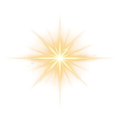 Bright starburst flare with radiating light beams isolated on white background