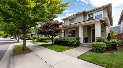 Enjoy the beauty of a home with manicured landscaping and vibrant greenery in a serene setting