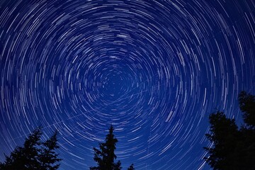 Startrail night sky with stars