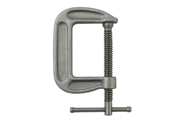Industrial-grade c-clamp made of durable metal, isolated on a transparent background, showcasing its robust construction and practical use