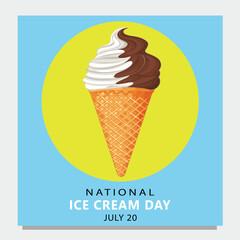 National Ice Cream Day Celebration with Delicious flavoured ice cream. Logo vector illustration.