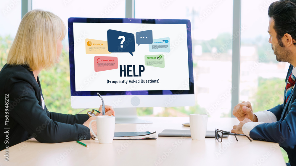 Poster help screen on the website provide answer to faq frequently asked question snugly with knowledge inf