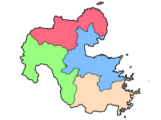 少しゆるい大分県地図 地域色分け 九州 西日本