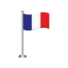 France Flag Waving on Flagpole Vector