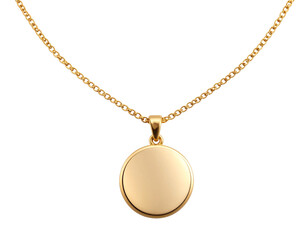  Flat-Lay of Gold Medallion Necklace with Minimalist Design, PNG