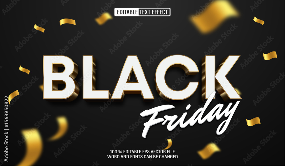 Poster editable 3d text style effect - black friday text effect template