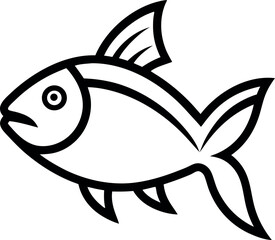 Fish line art icon on white background	
