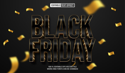 Editable 3d text style effect - black Friday Gold text effect Template