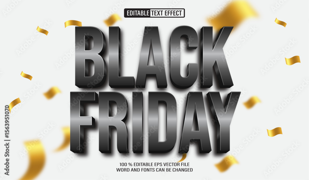 Aufkleber editable 3d text style effect - black friday text effect template