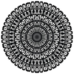 Beautiful Floral Mandala Pattern Design. Black And White Mandala Flower. Oriental Mandala Vector. 