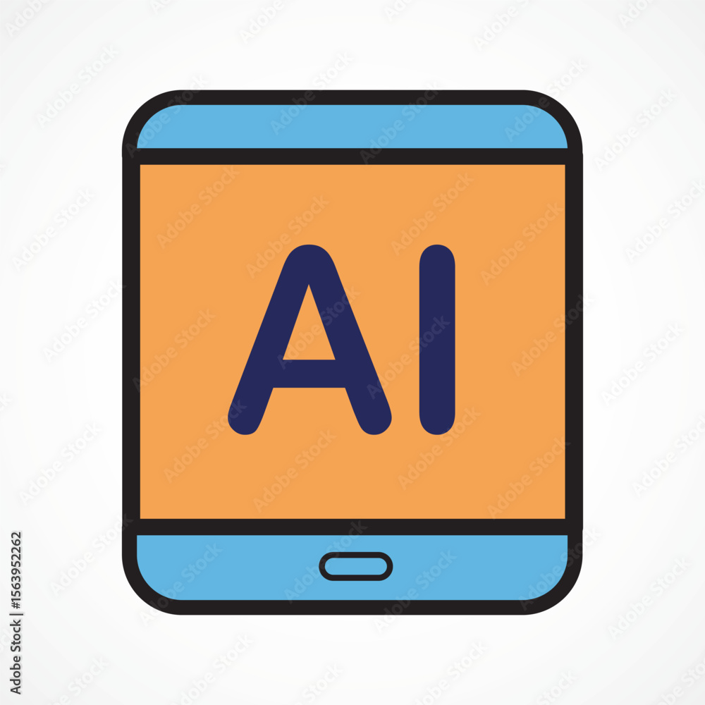Fototapete AI Tablet ICON – A Smart Digital Device with AI Integration, Vector sign, Symbol, logo illustration. Vector graphics for Presentation and other