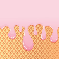 Waffle and pink glaze background for bakery and packaging