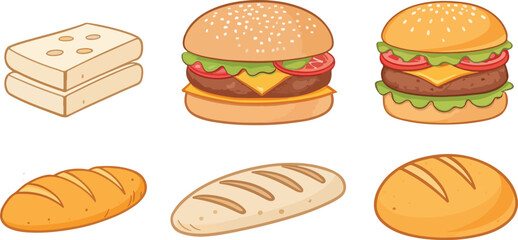 Set of Bread vector design, Bread Logo and icon design, Bread Illustration vector design