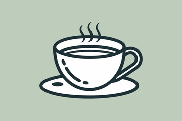mono line cup of tea break icon