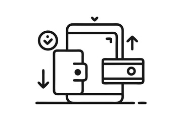 mono line mobile wallet icon clean vector