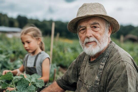 Grandparents sharing gardening moments with grandchildren