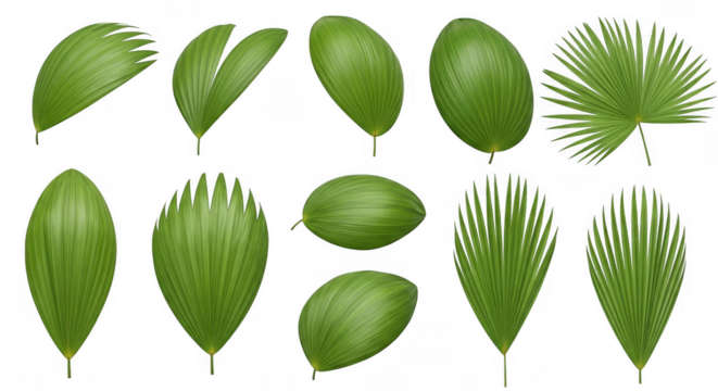 Diverse Tropical Green Leaves Collection for Nature, Design Projects, and Eco-friendly Themes, isolated on a transparent background - Powered by Adobe