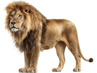 Obraz premium A full-body lion standing on the ground, with a transparent background