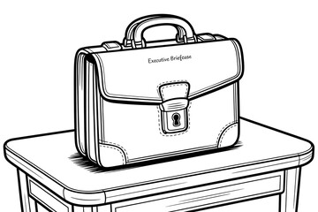 A leather briefcase sits on a small table.
