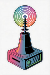 Colorful futuristic radio tower, vibrant design.
